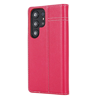 For Samsung Galaxy S24 5G GEBEI Top-grain Horizontal Flip Leather Phone Case(Rose Red) - Galaxy S24 5G Cases by GEBEI | Online Shopping UK | buy2fix