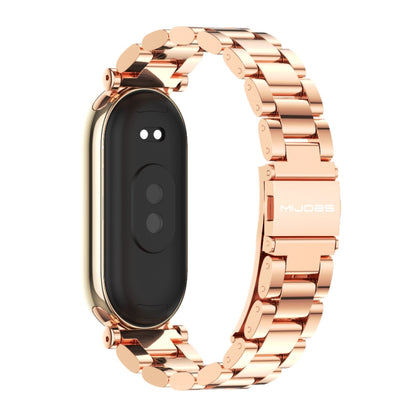 For Xiaomi Mi Band 8 / 9 / 9 NFC Mijobs GT4 Three Beads Metal Watch Band(Rose Gold) - Watch Bands by MIJOBS | Online Shopping UK | buy2fix