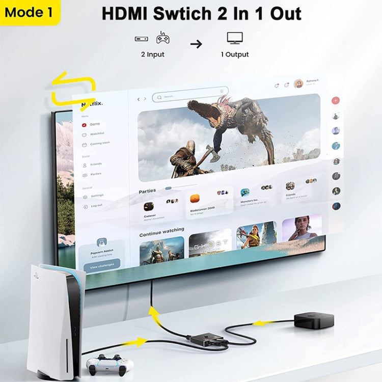 OZ 4K 60Hz 2 in 1 Out Two Ways HDMI Switcher - Switch by buy2fix | Online Shopping UK | buy2fix