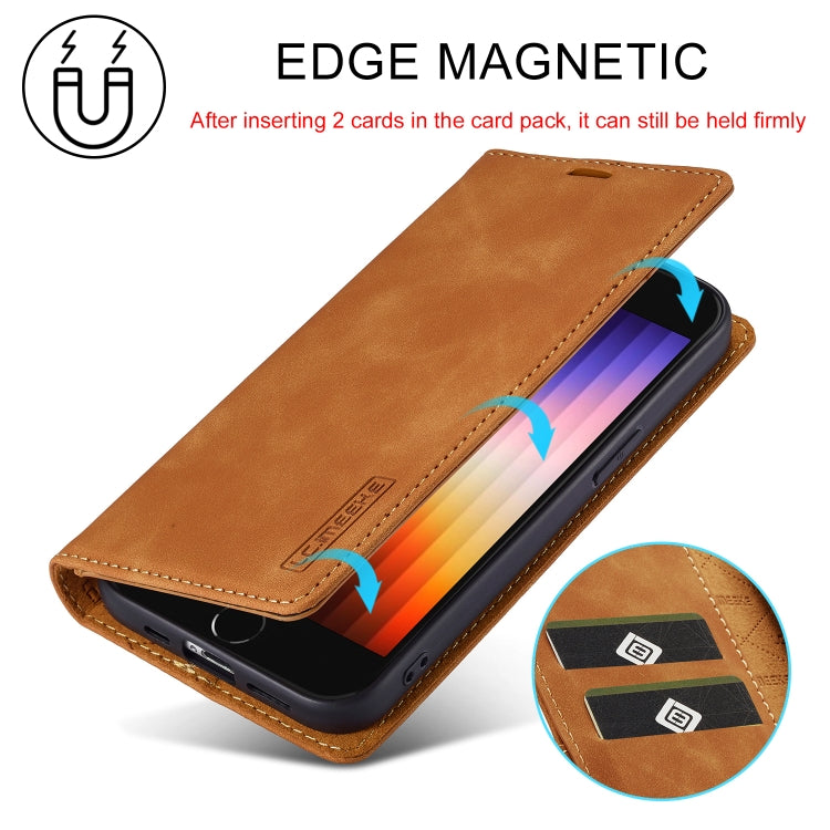 For iPhone SE 2024 LC.IMEEKE Strong Magnetism Microfiber Leather Phone Case(Brown) - More iPhone Cases by LC.IMEEKE | Online Shopping UK | buy2fix