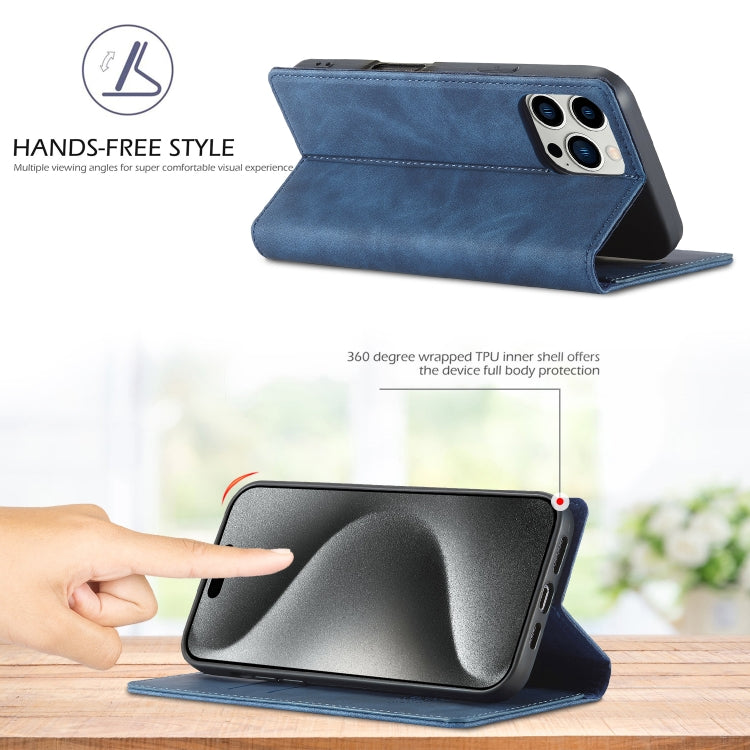 For iPhone 16 Pro LC.IMEEKE Strong Magnetism Microfiber Leather Phone Case(Blue) - iPhone 16 Pro Cases by LC.IMEEKE | Online Shopping UK | buy2fix