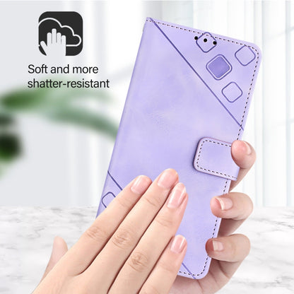 For OnePlus 12 5G Global Skin-feel Embossed Leather Phone Case(Light Purple) - OnePlus Cases by buy2fix | Online Shopping UK | buy2fix