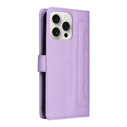 For iPhone 16 Pro Diamond Lattice Leather Flip Phone Case(Light Purple) - iPhone 16 Pro Cases by buy2fix | Online Shopping UK | buy2fix