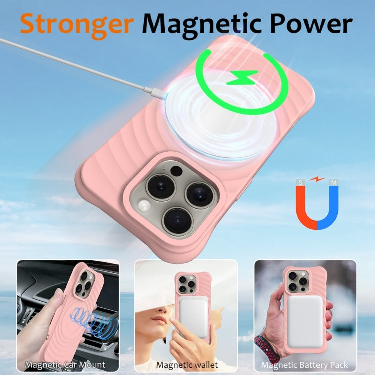 For iPhone 13 Pro Wave Texture MagSafe Magnetic Liquid Silicone Phone Case(Pink) - iPhone 13 Pro Cases by buy2fix | Online Shopping UK | buy2fix