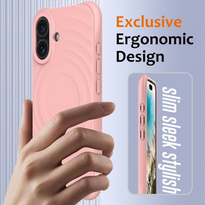 For iPhone 16 Plus Wave Texture MagSafe Magnetic Liquid Silicone Phone Case(Pink) - iPhone 16 Plus Cases by buy2fix | Online Shopping UK | buy2fix