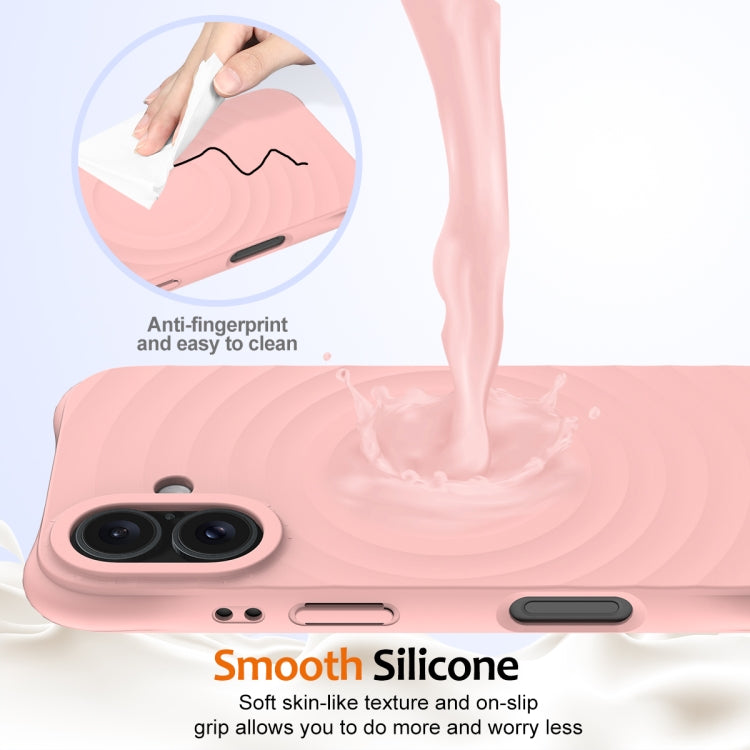 For iPhone 16 Plus Wave Texture MagSafe Magnetic Liquid Silicone Phone Case(Pink) - iPhone 16 Plus Cases by buy2fix | Online Shopping UK | buy2fix