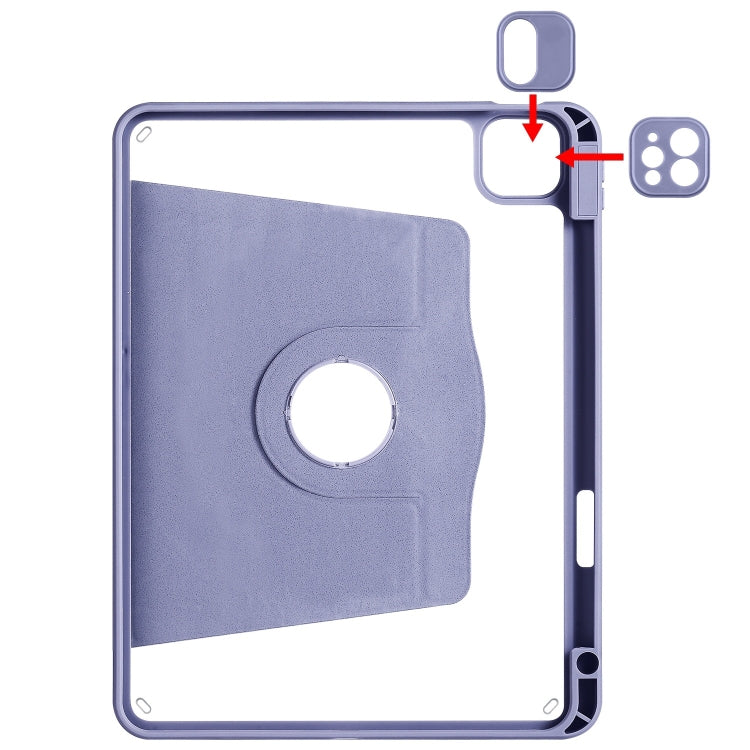 For iPad Pro 13 2024 Acrylic 360 Degree Rotation Holder Leather Tablet Case(Lavender Purple) - iPad Pro 13 2024 Cases by buy2fix | Online Shopping UK | buy2fix