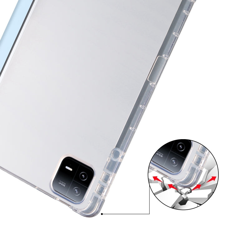 For iPad Air 11 2024 3-fold Clear TPU Smart Leather Tablet Case with Pen Slot(Ice Blue) - iPad Air 11 2024 Cases by buy2fix | Online Shopping UK | buy2fix