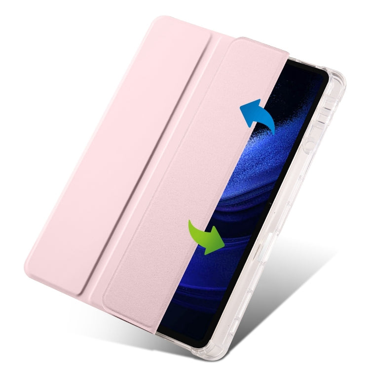 For iPad Air 11 2024 3-fold Clear TPU Smart Leather Tablet Case with Pen Slot(Sand Pink) - iPad Air 11 2024 Cases by buy2fix | Online Shopping UK | buy2fix