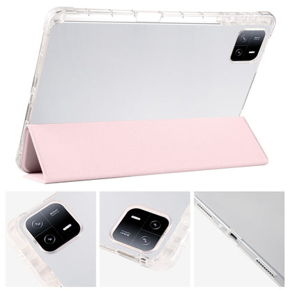 For iPad Air 11 2024 3-fold Clear TPU Smart Leather Tablet Case with Pen Slot(Sand Pink) - iPad Air 11 2024 Cases by buy2fix | Online Shopping UK | buy2fix