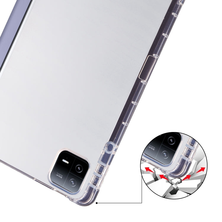 For iPad Air 13 2024 3-fold Clear TPU Smart Leather Tablet Case with Pen Slot(Lavender Purple) - iPad Air 13 2024 Cases by buy2fix | Online Shopping UK | buy2fix