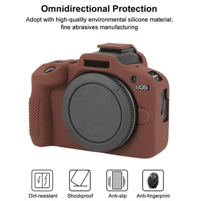 For Canon EOS R100 Litchi Texture Soft Silicone Protective Case(Coffee) - Protective Case by buy2fix | Online Shopping UK | buy2fix