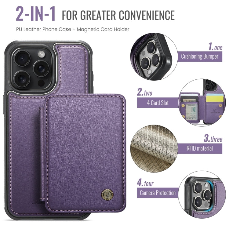 For iPhone 16 Pro Max JEEHOOD J05 Business Magnetic Style RFID Leather Phone Case(Purple) - iPhone 16 Pro Max Cases by JEEHOOD | Online Shopping UK | buy2fix