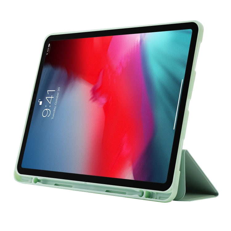 For iPad Pro 11 2024 Skin Feel Tri-fold Leather Tablet Case with Pen Slot(Matcha Green) - iPad Pro 11 2024 Cases by buy2fix | Online Shopping UK | buy2fix