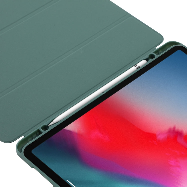 For iPad Pro 13 2024 Skin Feel Tri-fold Leather Tablet Case with Pen Slot(Dark Green) - iPad Pro 13 2024 Cases by buy2fix | Online Shopping UK | buy2fix