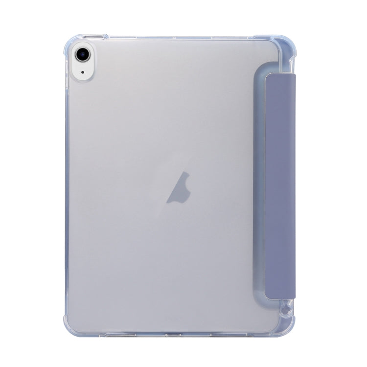 For iPad Air 11 2024 3-folding Electric Pressed Skin Texture Leather Tablet Case(Lavender) - iPad Air 11 2024 Cases by buy2fix | Online Shopping UK | buy2fix