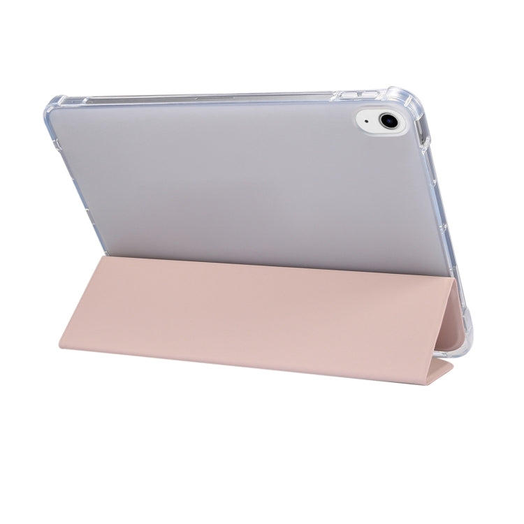 For iPad Air 11 2024 3-folding Electric Pressed Skin Texture Leather Tablet Case(Light Pink) - iPad Air 11 2024 Cases by buy2fix | Online Shopping UK | buy2fix