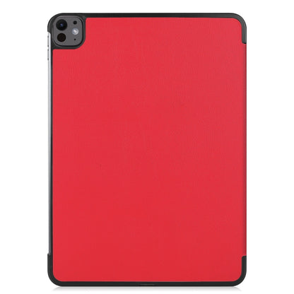 For iPad Pro 13 2024 Custer Pure Color 3-Fold Holder Smart Leather Tablet Case(Red) - iPad Pro 13 2024 Cases by buy2fix | Online Shopping UK | buy2fix