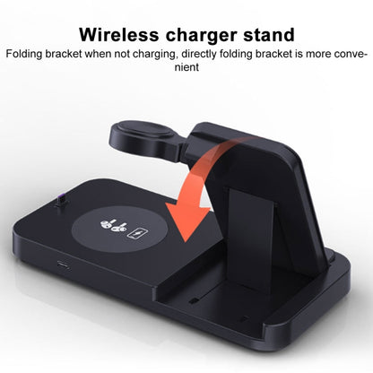 For Apple Watch Series 3 in 1 15W Fold Wireless Charger Stand(Black) - Multifunction Charger by buy2fix | Online Shopping UK | buy2fix