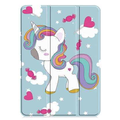 For iPad Pro 11 2024 Custer Painted 3-Fold Holder Smart Leather Tablet Case(Unicorn) - iPad Pro 11 2024 Cases by buy2fix | Online Shopping UK | buy2fix