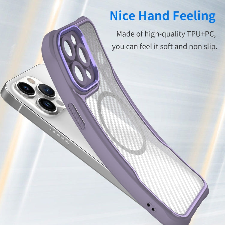 For iPhone 15 Pro Carbon Fiber Texture MagSafe Translucent Phone Case(Purple) - iPhone 15 Pro Cases by buy2fix | Online Shopping UK | buy2fix