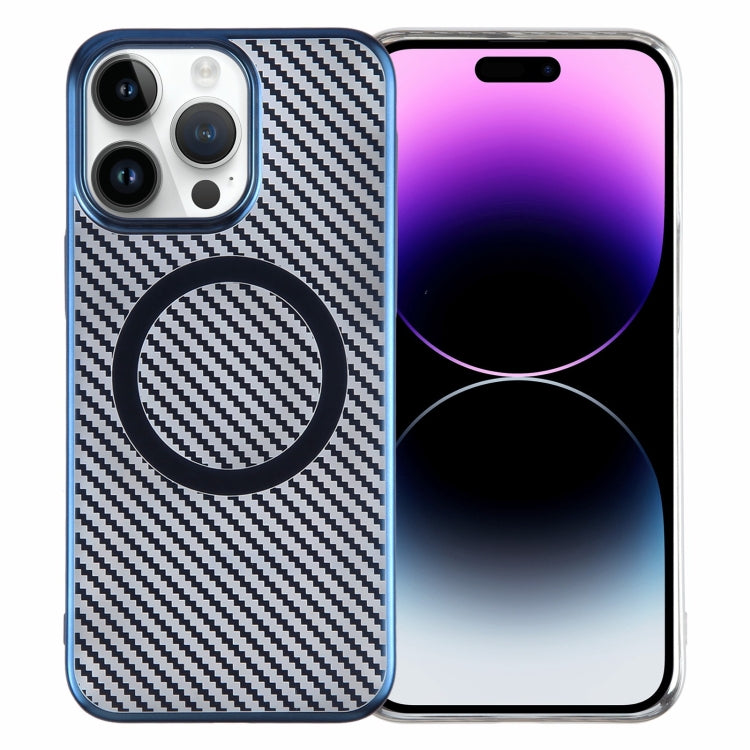 For iPhone 14 Pro 6D Plated Carbon Fiber Clear Magsafe PC Phone Case(Dream Blue) - iPhone 14 Pro Cases by buy2fix | Online Shopping UK | buy2fix