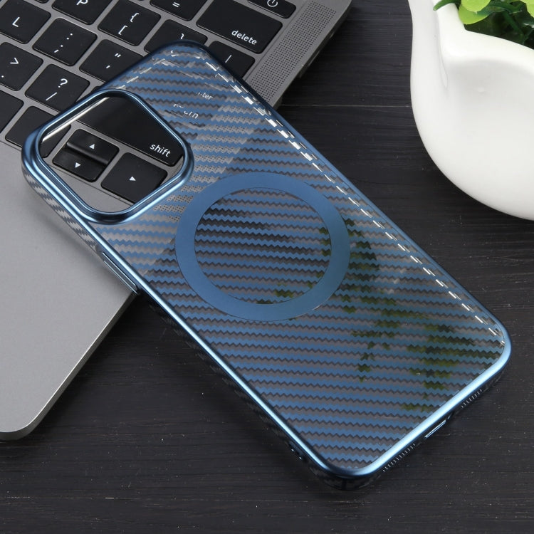 For iPhone 12 Pro 6D Plated Carbon Fiber Clear Magsafe PC Phone Case(Dream Blue) - iPhone 12 / 12 Pro Cases by buy2fix | Online Shopping UK | buy2fix