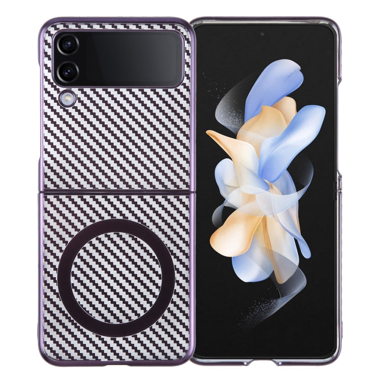 For Samsung Galaxy Z Flip4 6D Plated Carbon Fiber Clear Magsafe PC Phone Case(Aurora Purple) - Galaxy Z Flip4 5G Cases by buy2fix | Online Shopping UK | buy2fix