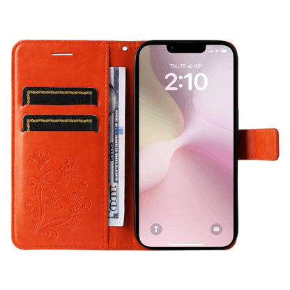 For iPhone SE 2024 3D Butterfly Embossed Pattern Flip Leather Phone Case(Orange) - More iPhone Cases by buy2fix | Online Shopping UK | buy2fix