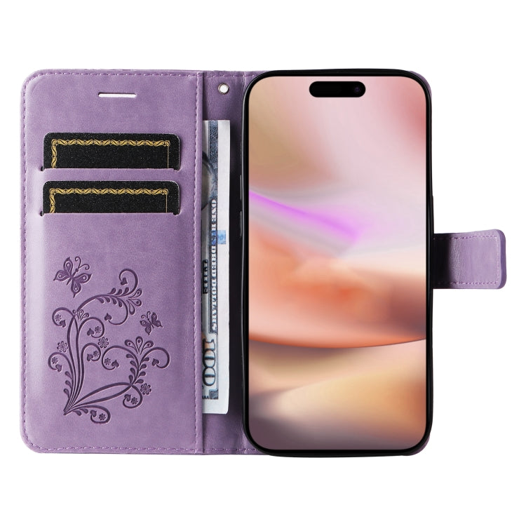 For iPhone 16 Plus 3D Butterfly Embossed Pattern Flip Leather Phone Case(Purple) - iPhone 16 Plus Cases by buy2fix | Online Shopping UK | buy2fix