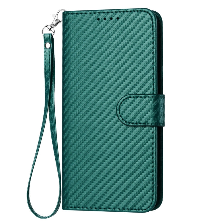 For Motorola Moto G Power 5G 2024 YX0070 Carbon Fiber Buckle Leather Phone Case with Lanyard(Dark Green) - Motorola Cases by buy2fix | Online Shopping UK | buy2fix