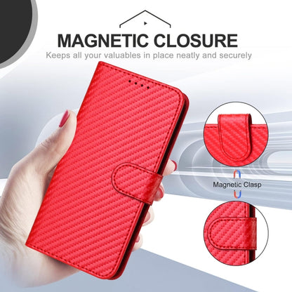 For vivo Y20/Y20i/Y20a/Y12s/Y12a YX0070 Carbon Fiber Buckle Leather Phone Case with Lanyard(Red) - vivo Cases by buy2fix | Online Shopping UK | buy2fix