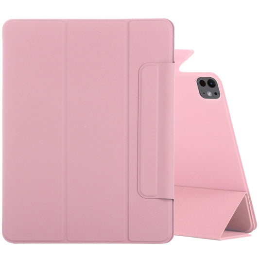 For iPad Pro 13 2024 Double-sided Clip Fixed Buckle Magnetic PU Leather Smart Tablet Case(Light Pink) - iPad Pro 13 2024 Cases by buy2fix | Online Shopping UK | buy2fix