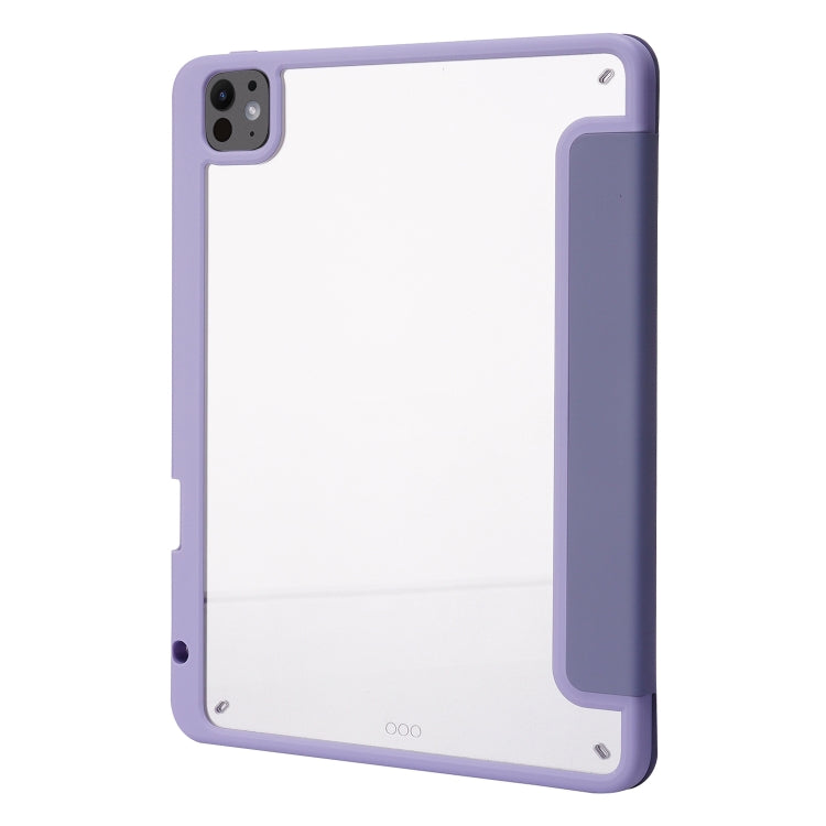 For iPad Pro 13 2024 Deformation Transparent Acrylic Leather Tablet Case(Lavender Grey) - iPad Pro 13 2024 Cases by buy2fix | Online Shopping UK | buy2fix