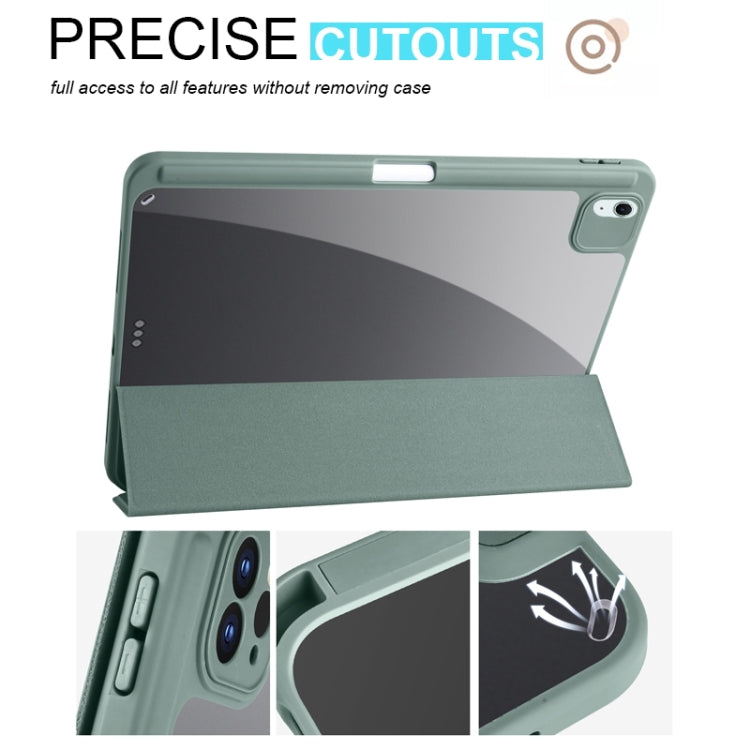 For iPad Air 11 2024 Acrylic 3-folding Smart Leather Tablet Case(Dark Green) - iPad Air 11 2024 Cases by buy2fix | Online Shopping UK | buy2fix