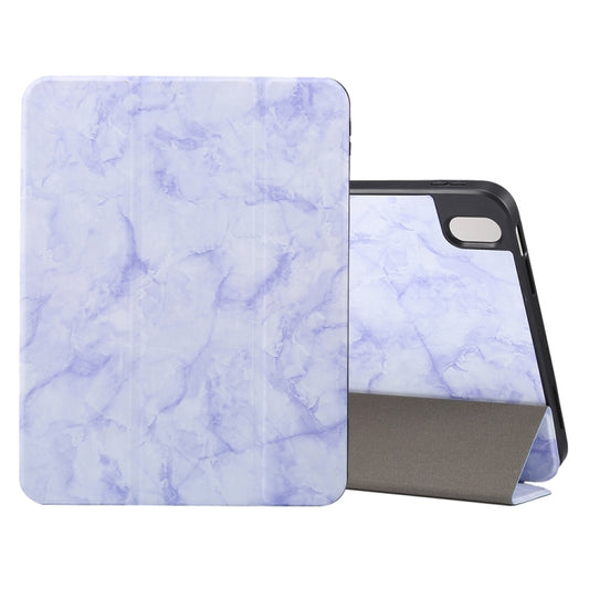 For iPad Air 11 2024 Three-fold Marble Texture Protective Tablet Case with Pen Slot(Purple) - iPad Air 11 2024 Cases by buy2fix | Online Shopping UK | buy2fix