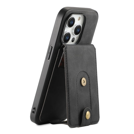 For iPhone 13 Pro Max Denior D14 NK Retro Pattern MagSafe Magnetic Card Holder Leather Phone Case(Black) - iPhone 13 Pro Max Cases by Denior | Online Shopping UK | buy2fix