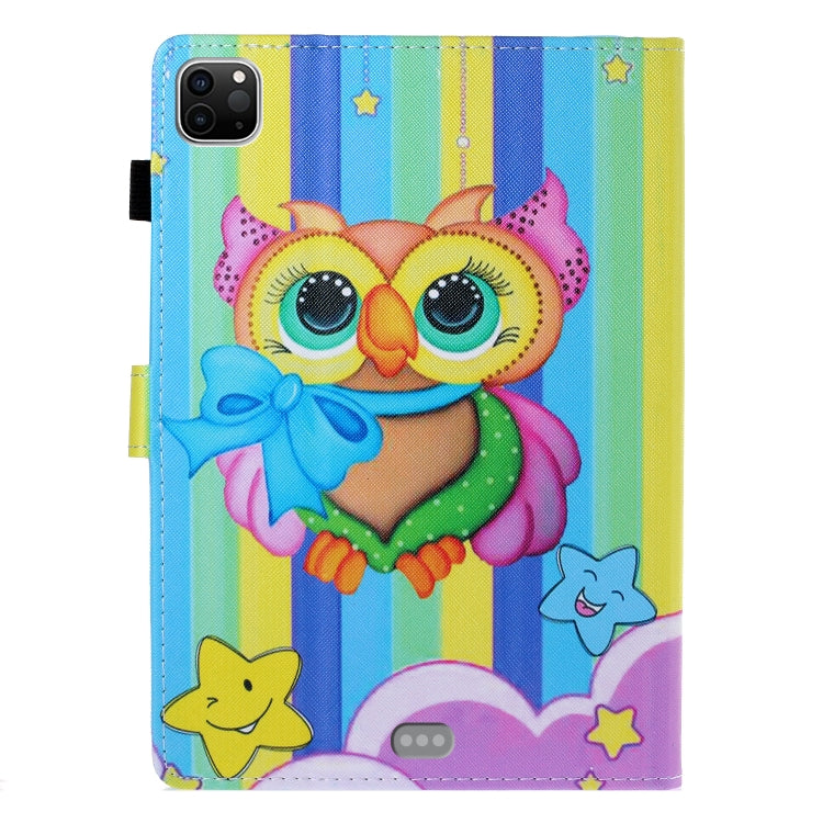 For iPad Pro 11 2024 Coloured Drawing Stitching Smart Leather Tablet Case(Rainbow Owl) - iPad Pro 11 2024 Cases by buy2fix | Online Shopping UK | buy2fix