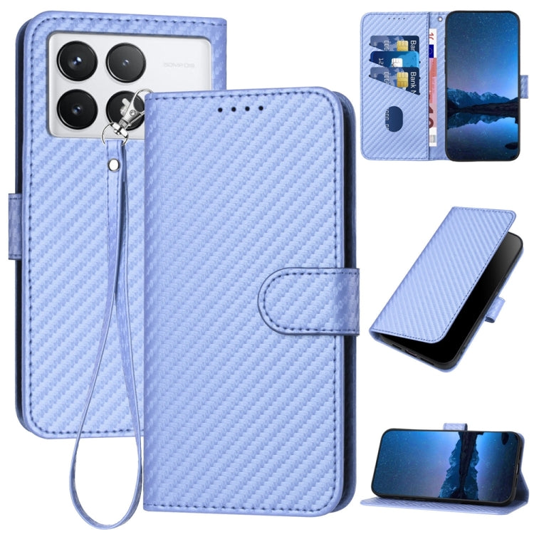 For Xiaomi Redmi K70 / K70 Pro YX0070 Carbon Fiber Buckle Leather Phone Case with Lanyard(Light Purple) - K70 Cases by buy2fix | Online Shopping UK | buy2fix