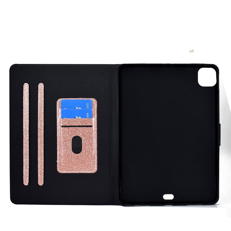 For iPad Pro 11 2024 Varnish Glitter Powder Smart Leather Tablet Case(Rose Gold) - iPad Pro 11 2024 Cases by buy2fix | Online Shopping UK | buy2fix