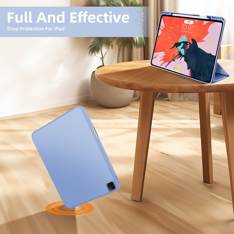 For iPad Pro 11 2024 3-fold TPU Smart Leather Tablet Case with Pen Slot(Ice Blue) - iPad Pro 11 2024 Cases by buy2fix | Online Shopping UK | buy2fix