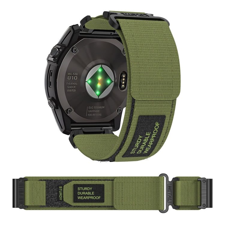 For Garmin Descent MK 2 26mm Two-Section Nylon Watch Band(Army Green) - Watch Bands by buy2fix | Online Shopping UK | buy2fix