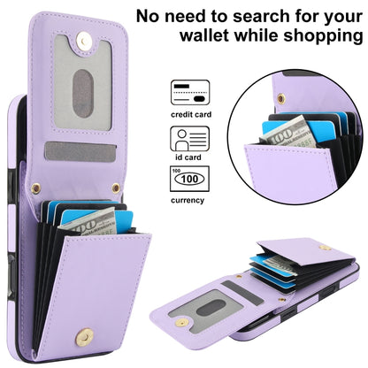 For iPhone 16 YM015 Crossbody Rhombic Card Bag RFID Phone Case(Light Purple) - iPhone 16 Cases by buy2fix | Online Shopping UK | buy2fix