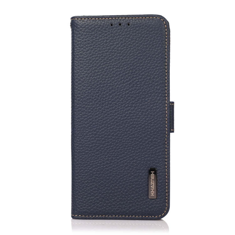 For iPhone 16 Pro Max KHAZNEH Side-Magnetic Litchi Genuine Leather RFID Case(Blue) - iPhone 16 Pro Max Cases by buy2fix | Online Shopping UK | buy2fix