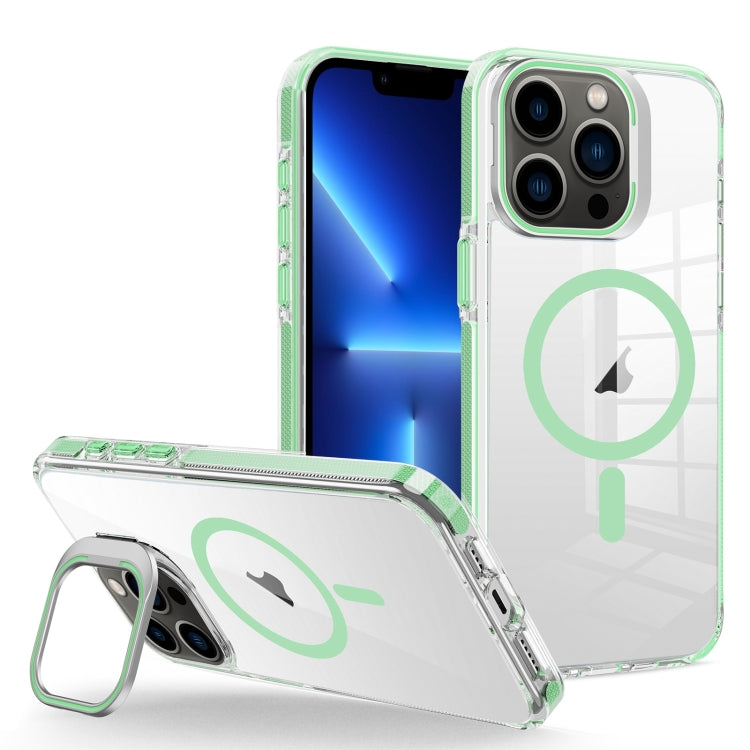 For iPhone 13 Pro J2 High Transparent MagSafe Magnetic Frame Holder Phone Case(Matcha Green) - iPhone 13 Pro Cases by buy2fix | Online Shopping UK | buy2fix