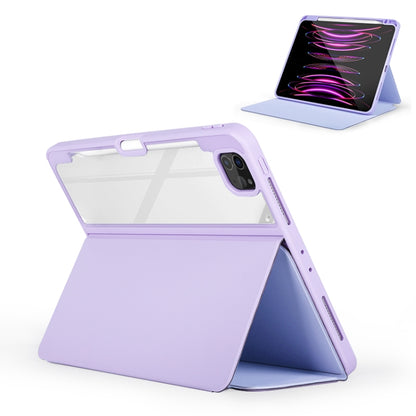 For iPad Air 13 2024 / Pro 12.9 2022 2-Fold Clear Acrylic Leather Tablet Case(Light Purple) - iPad Pro 12.9 (2022/2021) Cases by buy2fix | Online Shopping UK | buy2fix