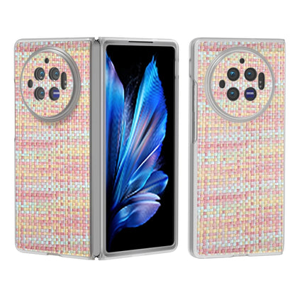 For vivo X Fold3 Colorful Rhombic Texture Frosted Translucent Frame PU Phone Case(Pink) - vivo Cases by buy2fix | Online Shopping UK | buy2fix