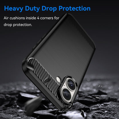 For iPhone 16 Plus Brushed Texture Carbon Fiber TPU Phone Case(Black) - iPhone 16 Plus Cases by buy2fix | Online Shopping UK | buy2fix