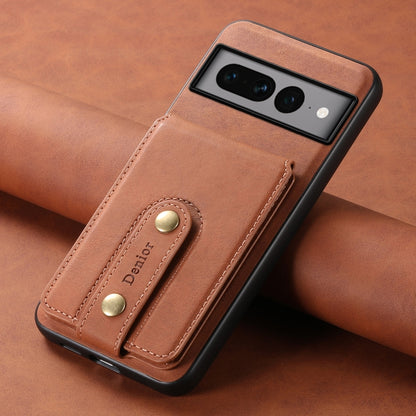 For Google Pixel 7 Pro 5G Denior D14 NK Retro Pattern MagSafe Magnetic Card Holder Leather Phone Case(Brown) - Google Cases by Denior | Online Shopping UK | buy2fix