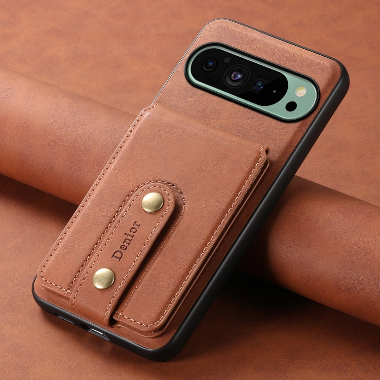 For Google Pixel 9 Denior D14 NK Retro Pattern MagSafe Magnetic Card Holder Leather Phone Case(Brown) - Google Cases by Denior | Online Shopping UK | buy2fix